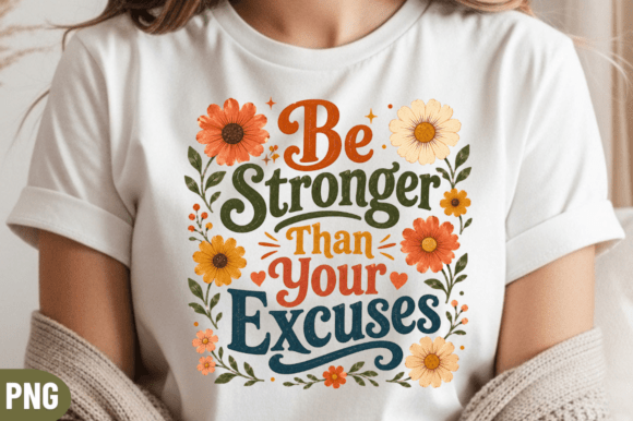 Be Stronger Than Your Excuses Floral PNG