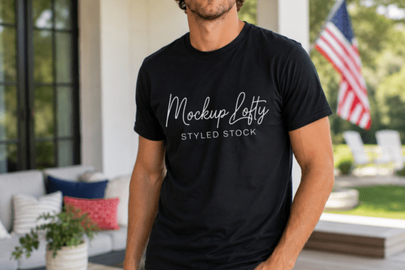Black Gildan 64000 4th of July Mockup 10: Elevating Your Design Presentations