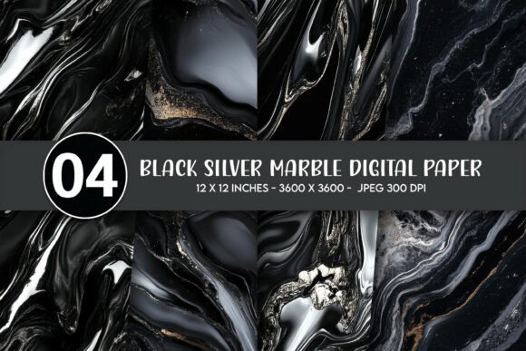 Black Silver Marble Digital Paper: A Versatile Resource for Creative Projects
