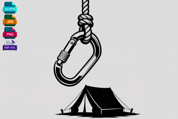 Camping Tent and Carabiner SVG