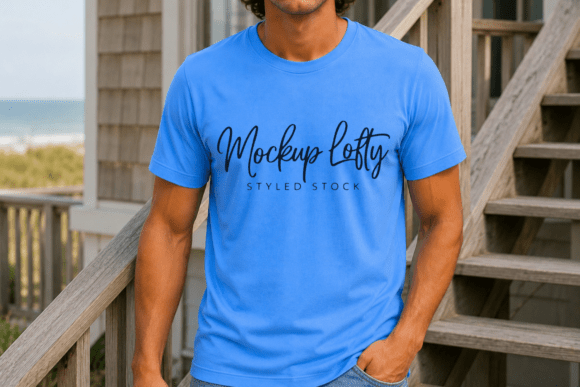 Columbia Blue BC3001 Summer Male Mockup