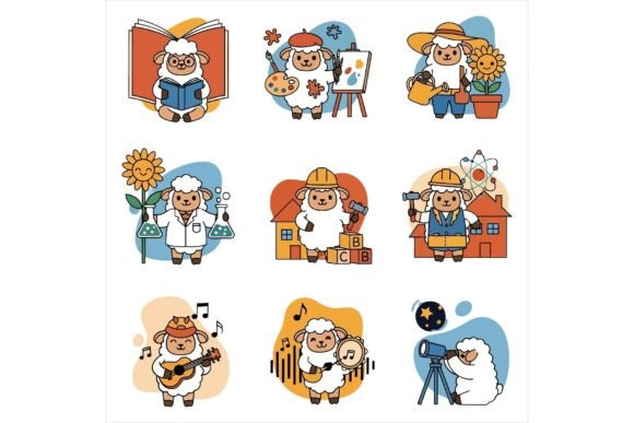 Cute Sheep Characters Freebie Bundle