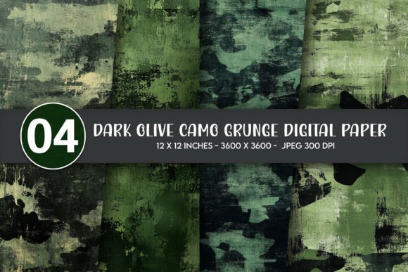 Dark Olive Camo Grunge Digital Paper: A Versatile Design for Creative Projects