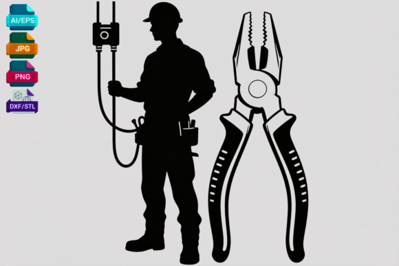 Electrician Silhouette SVG PNG AI EPS: A Versatile Digital Cut File for Creative Projects