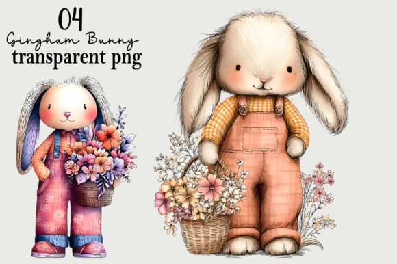 Gingham Bunny Clipart PNG: A Versatile Asset for Creative Projects