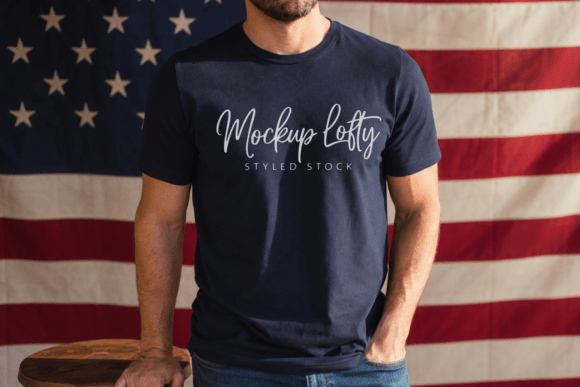 Mastering Brand Presentation with the Navy BC 3001 4th of July Male Mockup