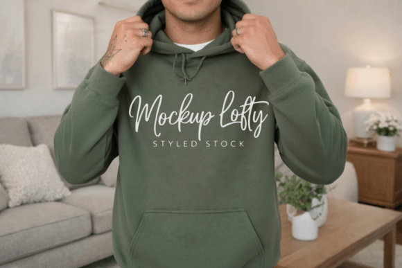 Military Green Gildan 18500 Mockup 3
