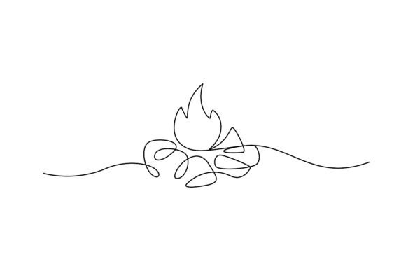 Minimalist Bonfire Line Art for Rustic Design