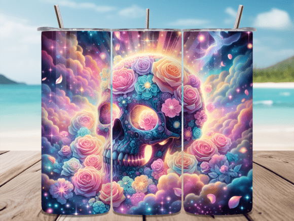 Pastel Rainbow Galaxy Sugar Skull Tumble