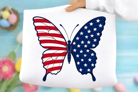 Patriotic Butterfly USA Flag PNG Design