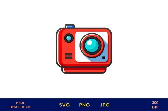Red Retro Camera Vector Art