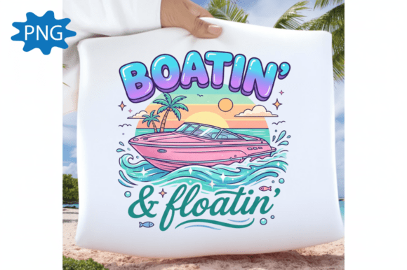 Retro Summer Speedboat in Ocean Waves