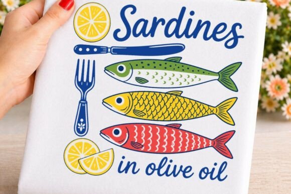 Sardines in Olive Oil Vintage Fish PNG: A Versatile Design for Creative Projects