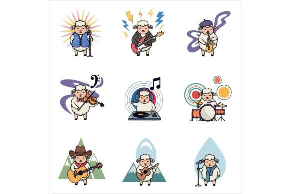 Sheep Playing Musical Instrument Freebie: A Creative Resource for Designers and Artists