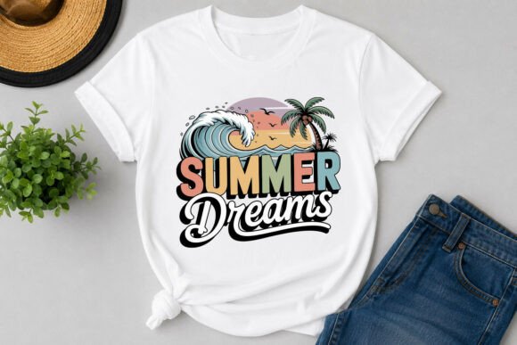 Summer Dreams Retro Beach PNG: A Versatile Design for Creative Projects