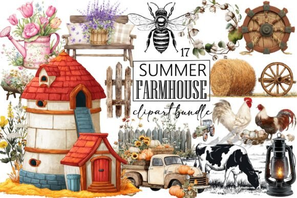 Summer Farmhouse Clipart