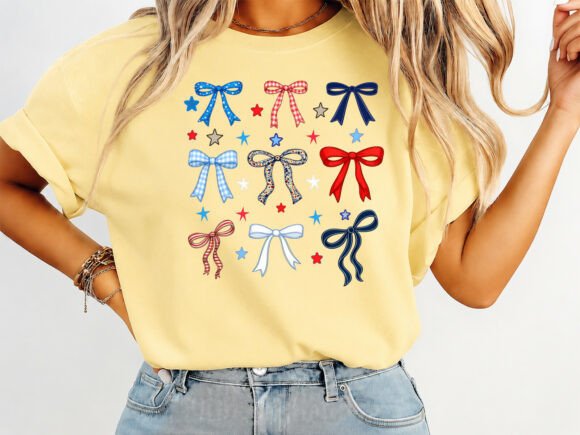 The USA Coquette Bows Patriotic T-Shirt: A Stylish Addition to the World of Digital Design