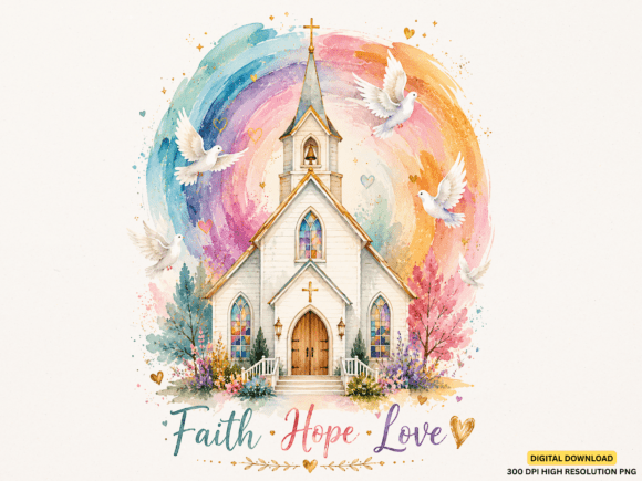 Trust Pray Believe Church Watercolor PNG: A Versatile Design for Creative Projects