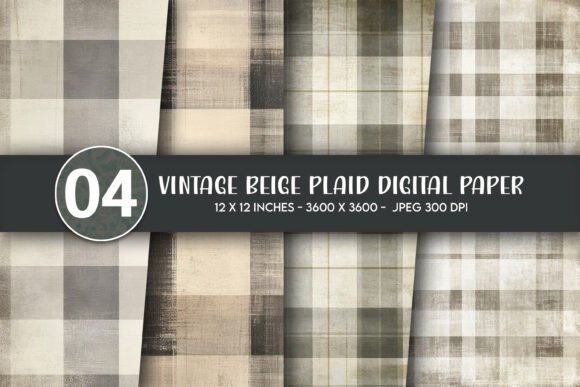 Vintage Beige Plaid Digital Paper