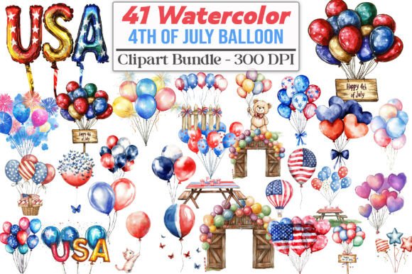 Watercolor 4th of July Balloon Clipart: A Creative Resource for Digital Designers