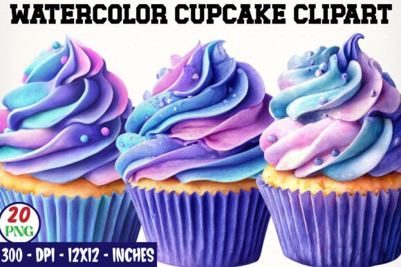 Watercolor Cupcake Clipart Png Bundle: A Versatile Resource for Creative Projects