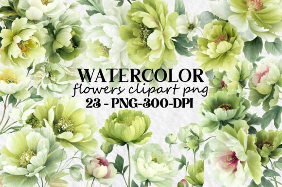 Watercolor Flowers Clipart Png Bundle