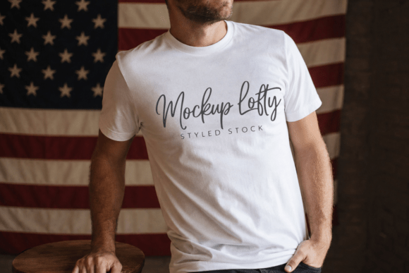 White BC 3001 4th of July Male Mockup: A Professional Design Asset